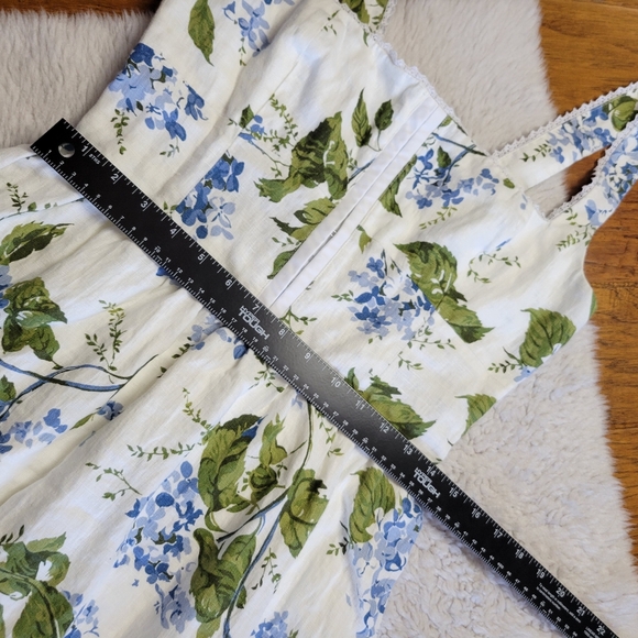 Reformation Tagliatelle Midi Dress Women's 10 Linen Smocked Floral White - Picture 14 of 15